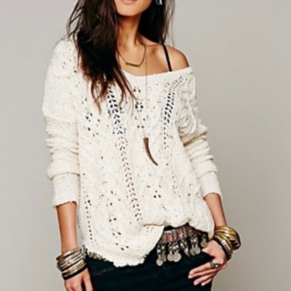 LFree People Cross My Heart Cable Knit Sweater